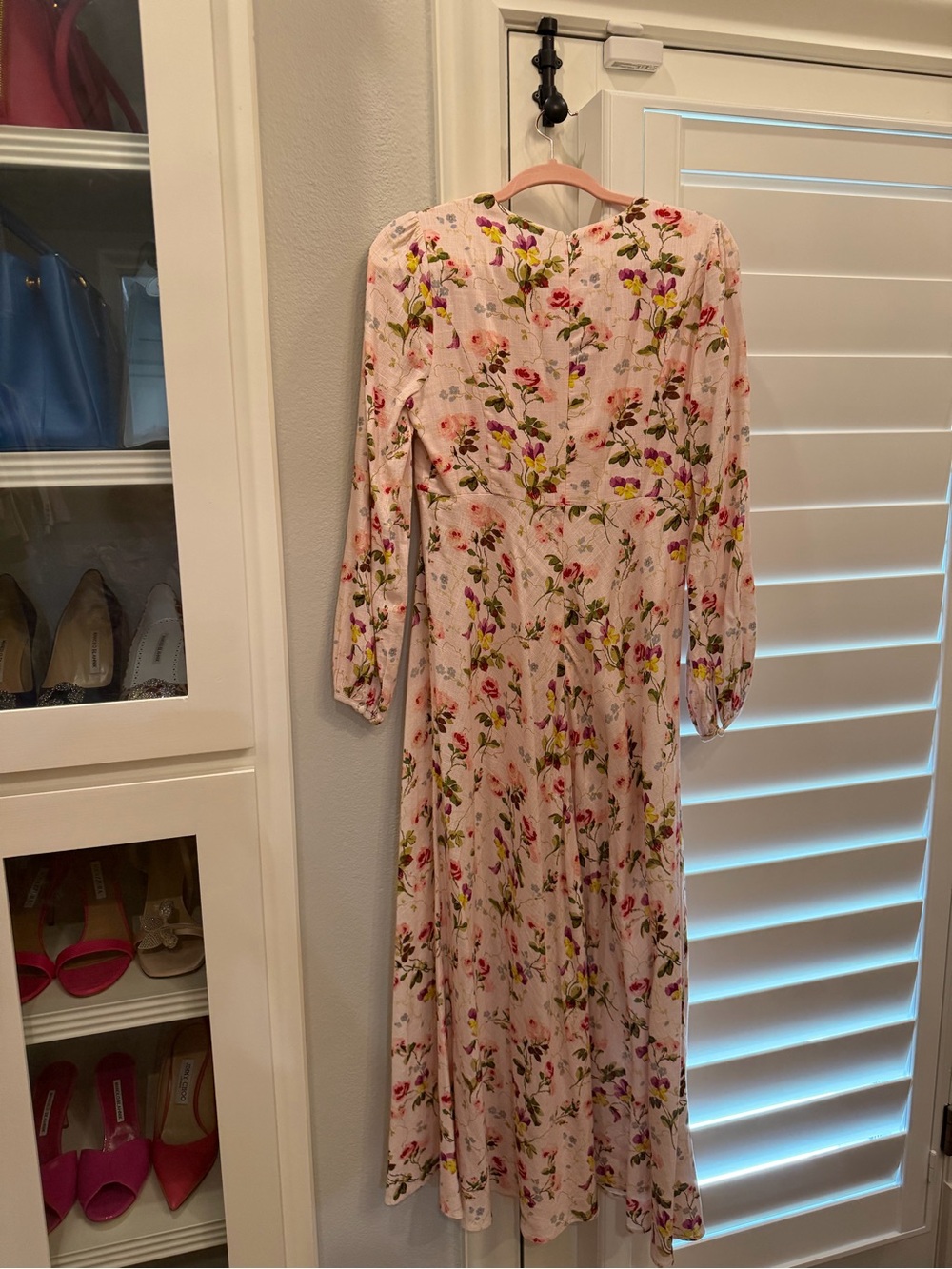 Like New Hill House Nadia Long Pink Floral Maxi Dress with Long Sleeves. Size S - Picture 7 of 9